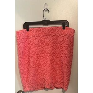 Torrid 1 Women's Coral Lace Floral‎ Mini Pencil Skirt 1x 14-16